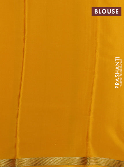 Pure Mysore Silk Saree yellow with allover zari woven checked pattern and zari woven border
