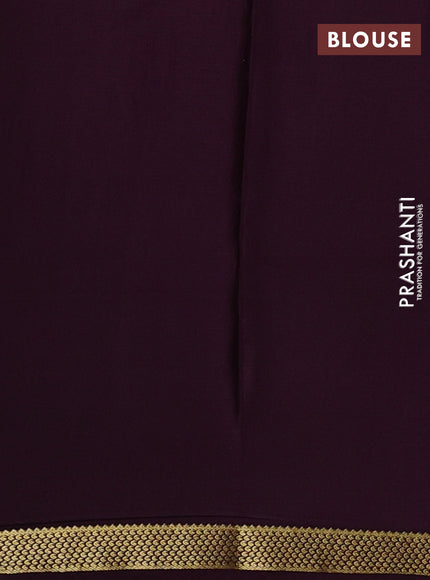 Pure Mysore Silk Saree wine with allover zari woven checked pattern and zari woven border