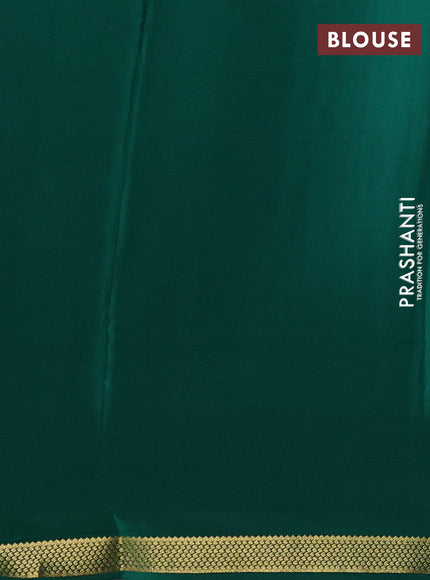 Pure Mysore Silk Saree green with allover zari woven checked pattern and zari woven border