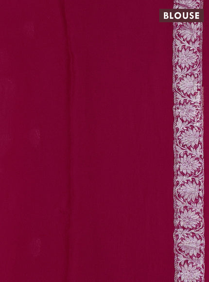 Banarasi Chiffon Saree pink with silver zari woven buttas and silver zari woven floral border