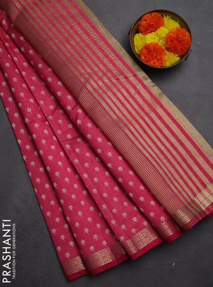 Semi Raw Silk Saree peach pink with allover butta prints and zari woven border