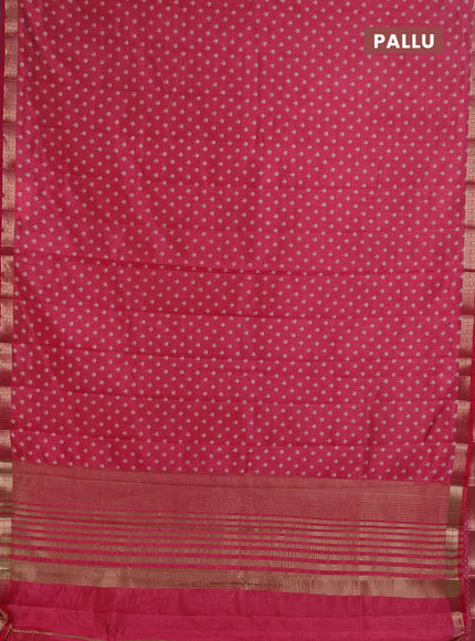 Semi Raw Silk Saree peach pink with allover butta prints and zari woven border
