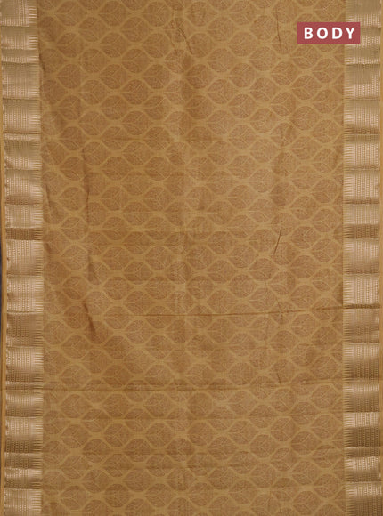 Semi Raw Silk Saree sandal with allover butta prints and zari woven border