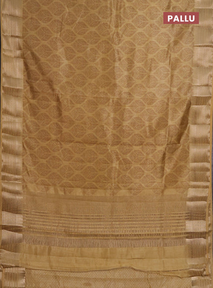 Semi Raw Silk Saree sandal with allover butta prints and zari woven border