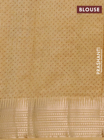 Semi Raw Silk Saree sandal with allover butta prints and zari woven border