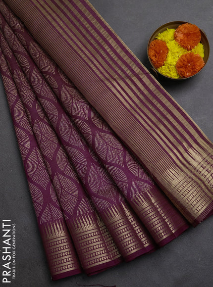 Semi Raw Silk Saree wine shade with allover butta prints and zari woven border