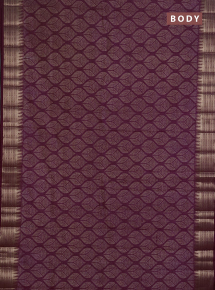 Semi Raw Silk Saree wine shade with allover butta prints and zari woven border
