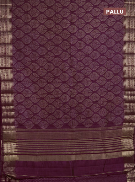 Semi Raw Silk Saree wine shade with allover butta prints and zari woven border
