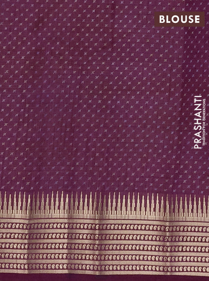 Semi Raw Silk Saree wine shade with allover butta prints and zari woven border