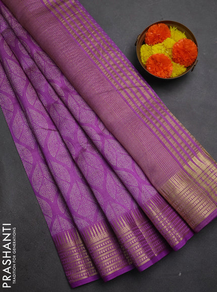 Semi Raw Silk Saree lavender with allover butta prints and zari woven border