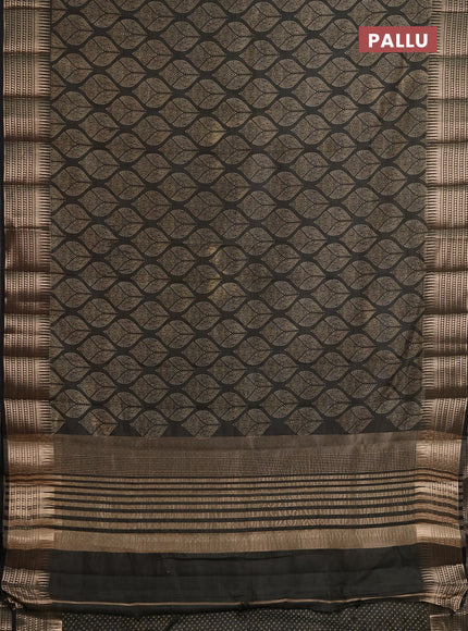Semi Raw Silk Saree grey with allover butta prints and zari woven border