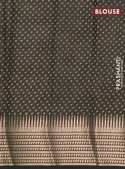 Semi Raw Silk Saree grey with allover butta prints and zari woven border
