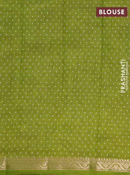 Semi Raw Silk Saree light green with allover butta prints and zari woven border