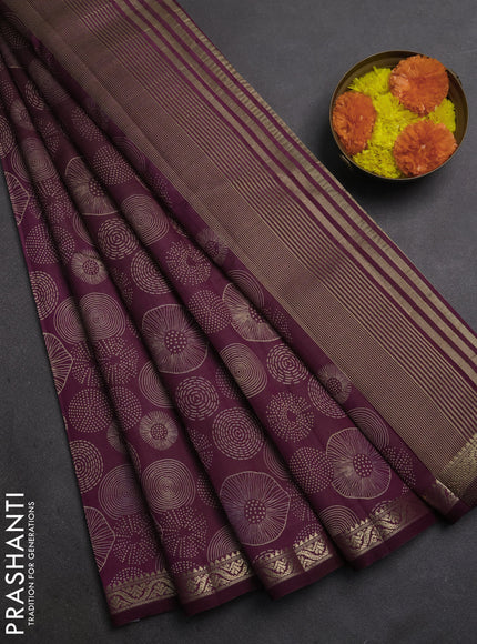 Semi Raw Silk Saree wine shade with allover butta prints and zari woven border
