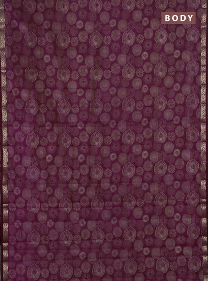 Semi Raw Silk Saree wine shade with allover butta prints and zari woven border
