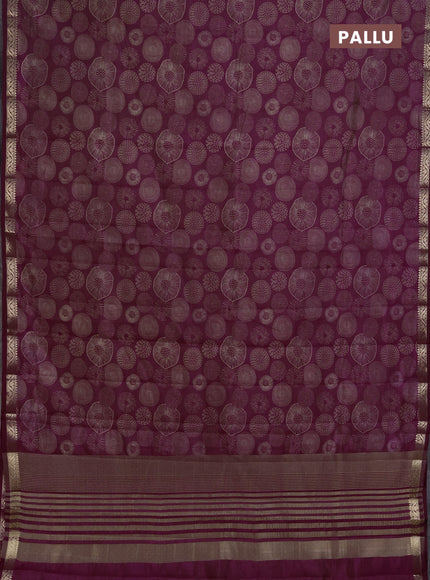 Semi Raw Silk Saree wine shade with allover butta prints and zari woven border