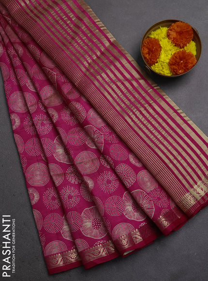 Semi Raw Silk Saree pink with allover butta prints and zari woven border