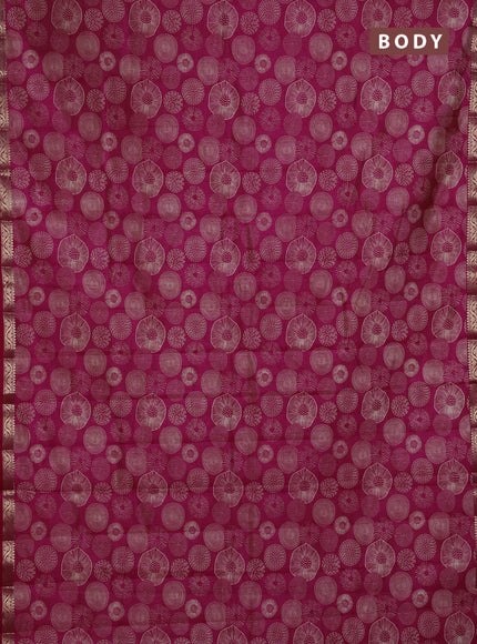 Semi Raw Silk Saree pink with allover butta prints and zari woven border