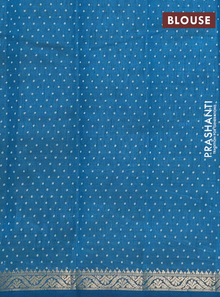Semi Raw Silk Saree cs blue with allover butta prints and zari woven border