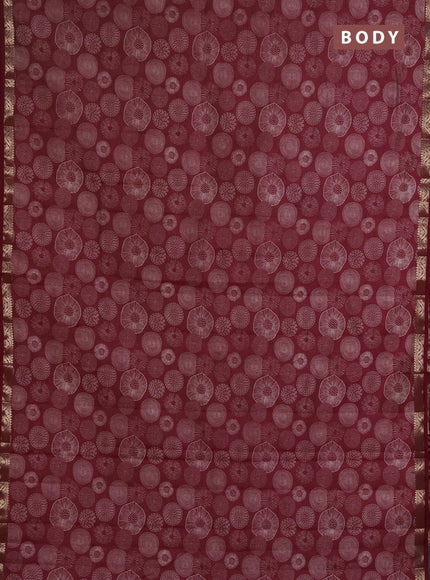 Semi Raw Silk Saree maroon with allover butta prints and zari woven border
