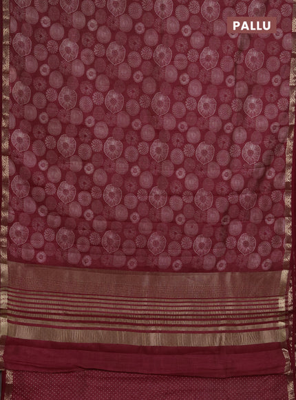 Semi Raw Silk Saree maroon with allover butta prints and zari woven border