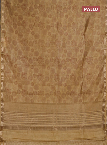 Semi Raw Silk Saree sandal with allover butta prints and zari woven border