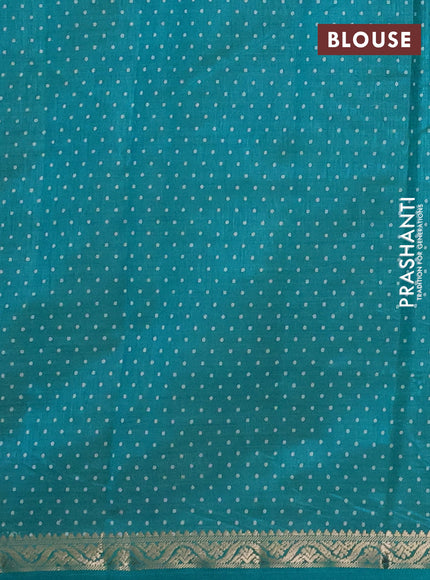 Semi Raw Silk Saree teal green with allover butta prints and zari woven border