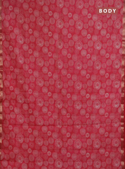 Semi Raw Silk Saree pink with allover butta prints and zari woven border