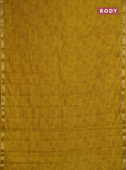 Semi Raw Silk Saree mustard yellow with allover butta prints and zari woven border