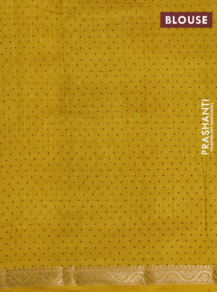 Semi Raw Silk Saree mustard yellow with allover butta prints and zari woven border