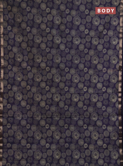 Semi Raw Silk Saree navy blue with allover butta prints and zari woven border