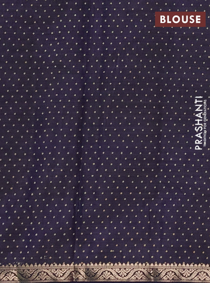 Semi Raw Silk Saree navy blue with allover butta prints and zari woven border