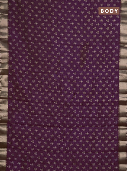 Semi Raw Silk Saree purple with allover butta prints and zari woven border