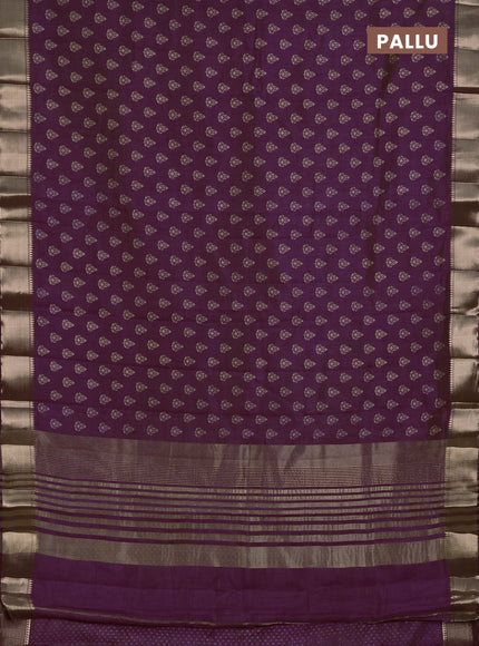 Semi Raw Silk Saree purple with allover butta prints and zari woven border