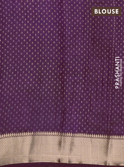 Semi Raw Silk Saree purple with allover butta prints and zari woven border