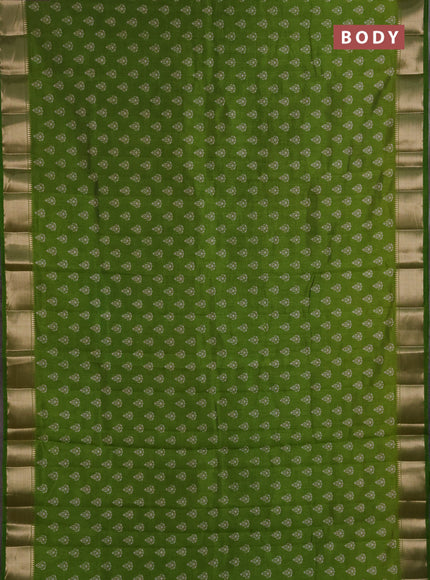 Semi Raw Silk Saree light green with allover butta prints and zari woven border