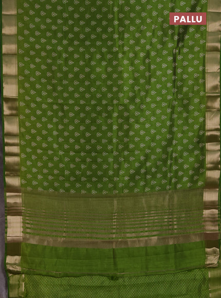 Semi Raw Silk Saree light green with allover butta prints and zari woven border