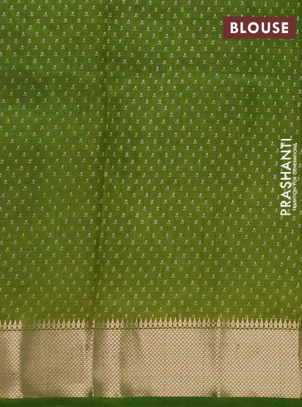 Semi Raw Silk Saree light green with allover butta prints and zari woven border