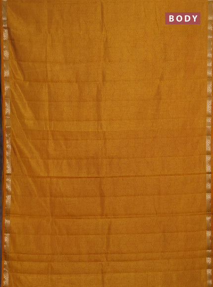 Semi Raw Silk Saree dark mustard with allover geometric prints and zari woven border