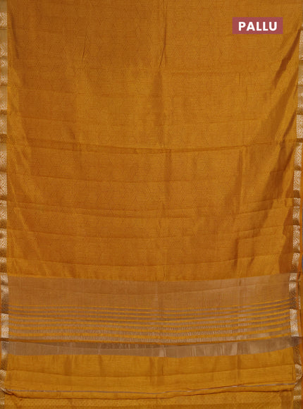 Semi Raw Silk Saree dark mustard with allover geometric prints and zari woven border