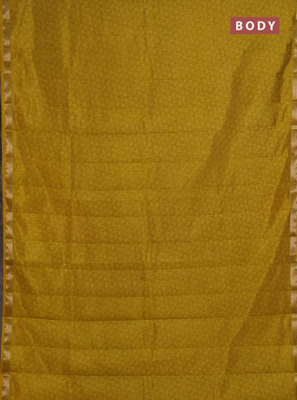 Semi Raw Silk Saree mustard yellow with allover butta prints and zari woven border