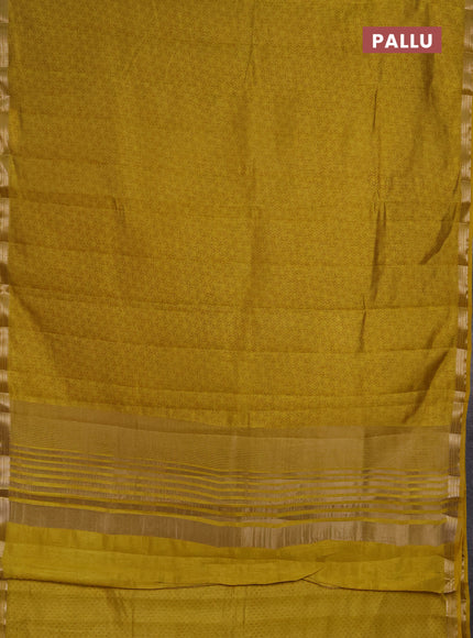 Semi Raw Silk Saree mustard yellow with allover butta prints and zari woven border