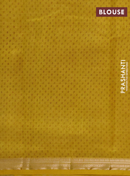 Semi Raw Silk Saree mustard yellow with allover butta prints and zari woven border