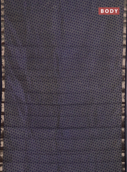 Semi Raw Silk Saree navy blue with allover butta prints and zari woven border