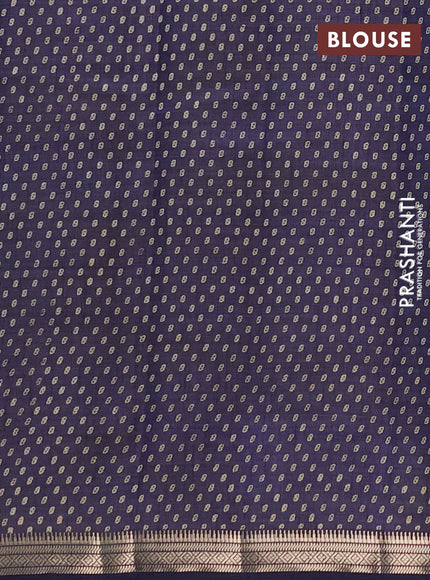 Semi Raw Silk Saree navy blue with allover butta prints and zari woven border