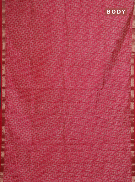 Semi Raw Silk Saree pink with allover butta prints and zari woven border