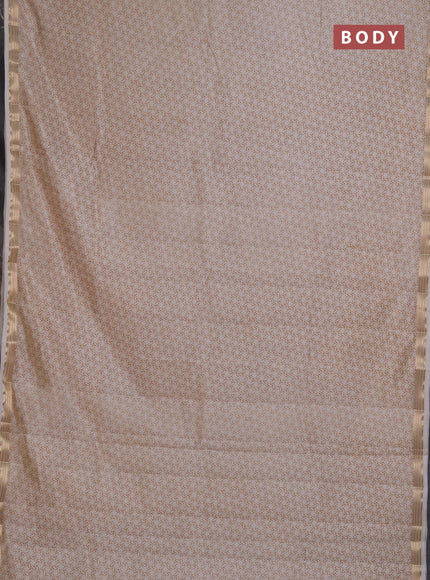 Semi Raw Silk Saree cream with allover geometric prints and zari woven border