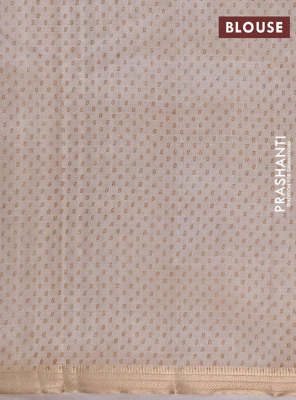 Semi Raw Silk Saree cream with allover geometric prints and zari woven border