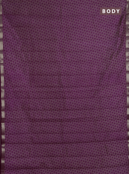 Semi Raw Silk Saree purple with allover geometric prints and zari woven border