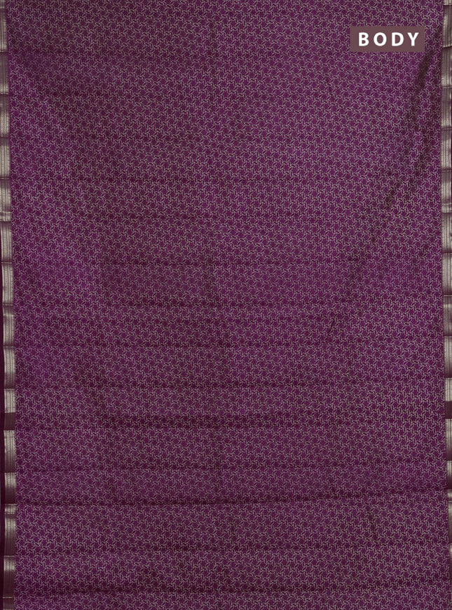 Semi Raw Silk Saree purple with allover geometric prints and zari woven border